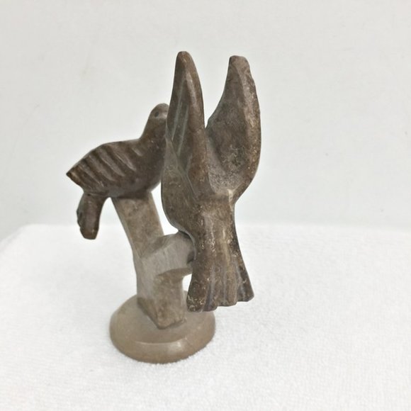 Love Birds Figurine Brown Tan Carved Stone 4 1/2" - Picture 6 of 8